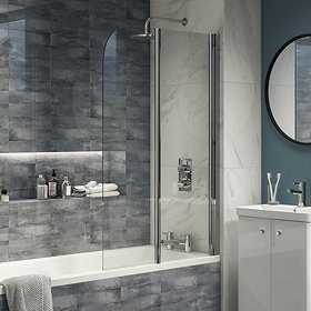 Cruze 900 x 1400 RH Chrome 6mm Bi-Fold Hinged Bath Screen Large Image