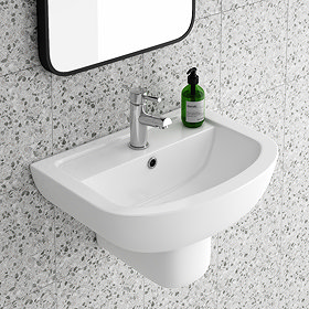 Cruze Basin + Semi Pedestal (550mm Wide - 1 Tap Hole) Large Image