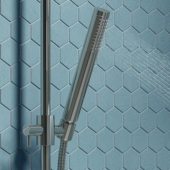 Cruze Chrome Round Bar Shower Valve inc. Slide Rail Kit with Pencil Handset In Bathroom Large Image