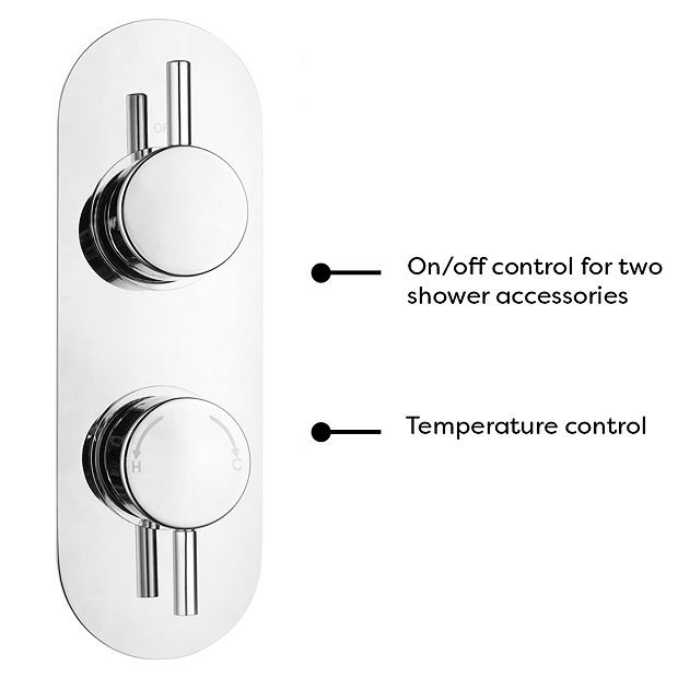 Cruze Chrome Round Twin Concealed Shower Valve w. Diverter + Oval Faceplate  Profile Large Image