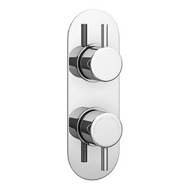 Cruze Chrome Round Twin Concealed Shower Valve w. Diverter + Oval Faceplate Large Image