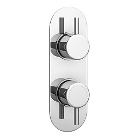 Cruze Chrome Round Twin Concealed Shower Valve w. Diverter + Oval Faceplate Large Image