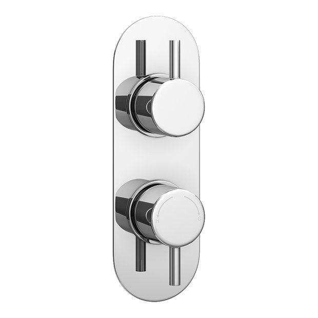Cruze Chrome Round Twin Concealed Shower Valve w. Diverter + Oval Faceplate Large Image