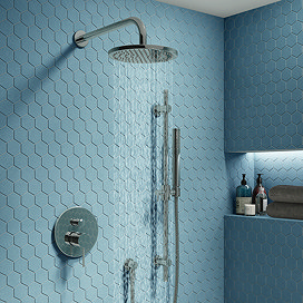 Cruze Chrome Shower System (Valve inc. 200mm Fixed Head + Slide Rail Kit with Handset) Large Image