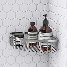 chrome bathroom storage baskets