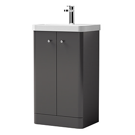 Cruze Curved Vanity Unit - 500mm - Gloss Grey Large Image