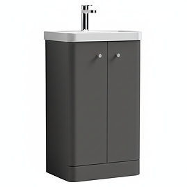 Cruze 500mm Curved Gloss Grey Vanity Unit with Chrome Handles