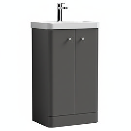 Cruze 500mm Curved Gloss Grey Vanity Unit with Chrome Handles