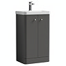 Cruze 500mm Curved Gloss Grey Vanity Unit with Chrome Handles