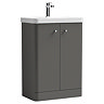 Cruze 600mm Curved Gloss Grey Vanity Unit with Chrome Handles