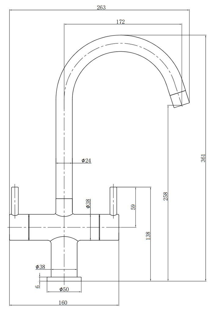 Cruze Dual-Lever Kitchen Sink Mixer - Brushed Brass