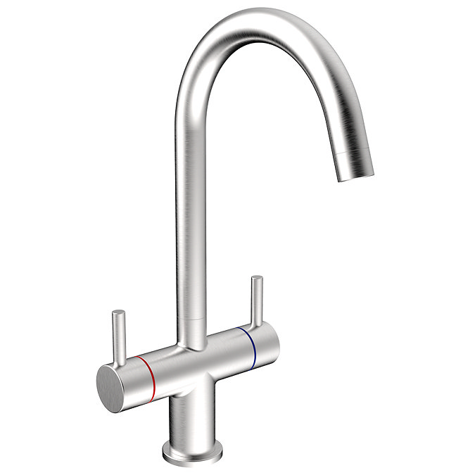 Cruze Dual-Lever Kitchen Sink Mixer - Brushed Steel