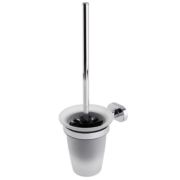 Orio Free Standing Frosted glass toilet brush holder set