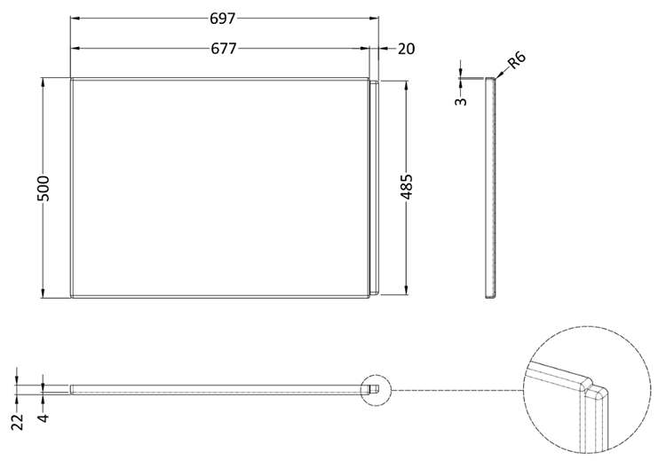 Cruze/Milan Shower Bath End Panel – 700mm