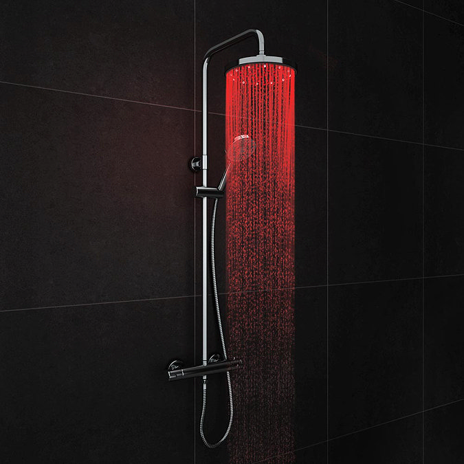 Cruze Modern LED Thermostatic Shower - Chrome Large Image