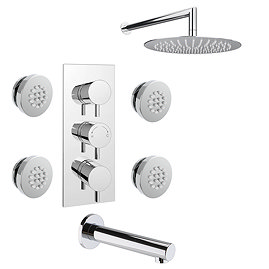 Cruze Modern Shower Package (Fixed Shower Head, 4 Body Jets + Bath Spout)