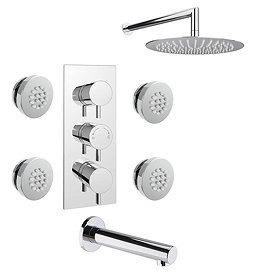 Cruze Modern Shower Package (Fixed Shower Head, 4 Body Jets + Bath Spout)