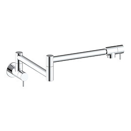Cruze Modern Round Wall Mounted Pot Filler Kitchen Tap - Chrome