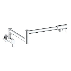 Cruze Modern Round Wall Mounted Pot Filler Kitchen Tap - Chrome