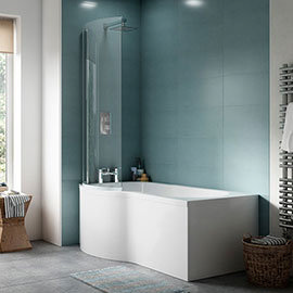 Cruze P Shaped Shower Bath - 1500mm with Screen & Panel Medium Image