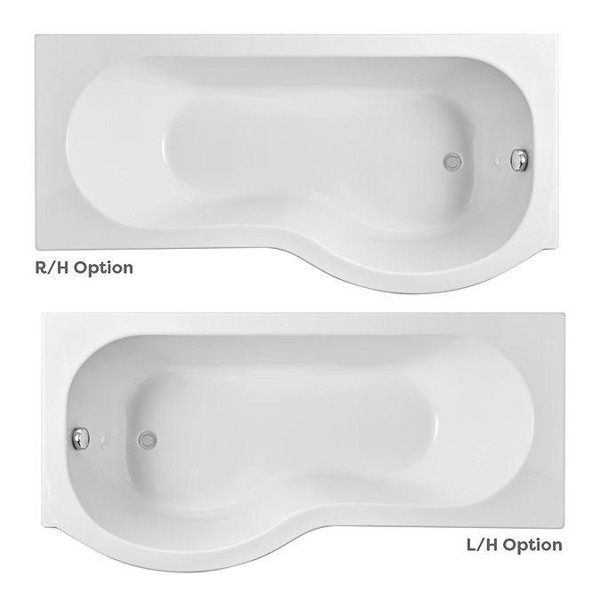 Cruze P Shaped Shower Bath - 1600mm with Screen + Panel