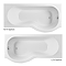 Cruze P Shaped Shower Bath - 1600mm with Screen + Panel