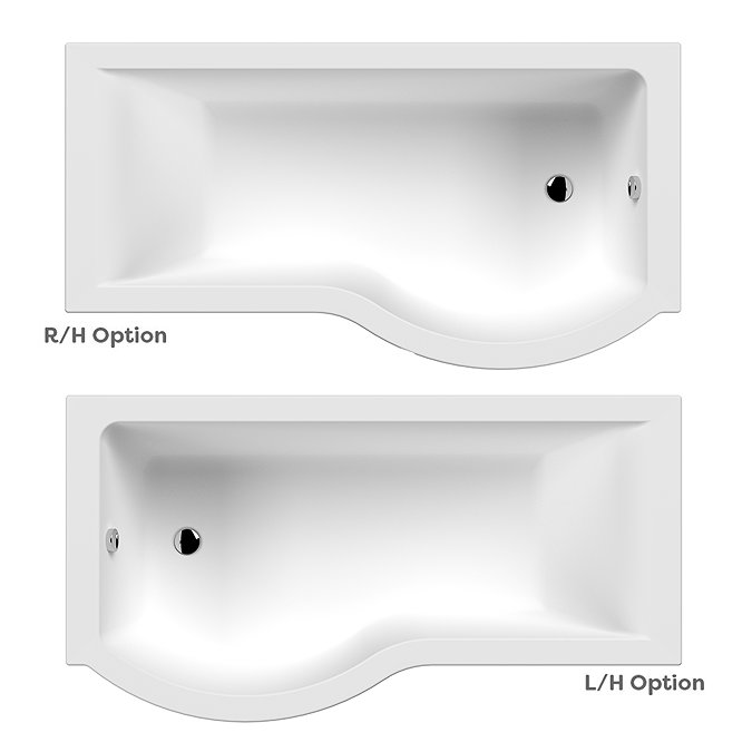 Cruze P Shaped Shower Bath - 1600mm with Screen + Panel