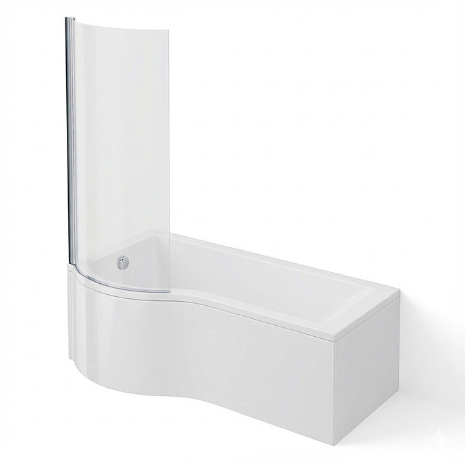 Cruze P Shaped Shower Bath - 1600mm with Screen + Panel