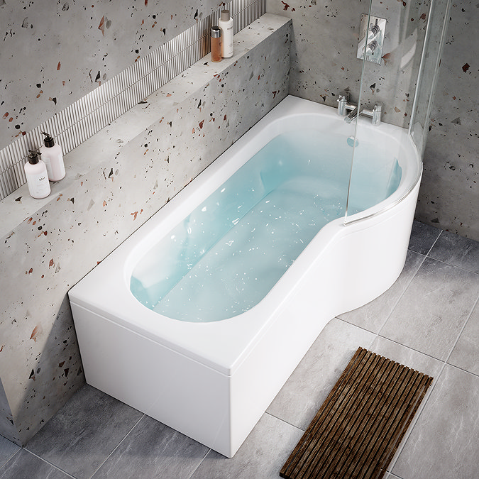 Cruze P Shaped Shower Bath - 1700mm with Screen + Panel
