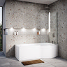 Cruze P Shaped Shower Bath - 1600mm with Screen + Panel