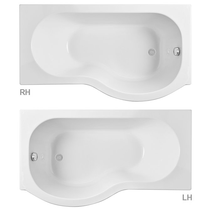 Cruze P Shaped Shower Bath - 1700mm inc. Screen with Knob + Panel  Standard Large Image