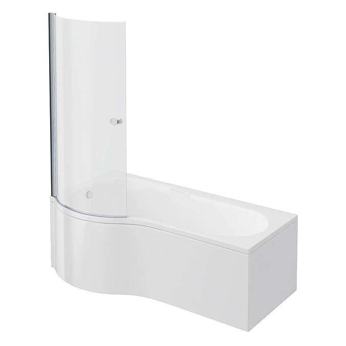 Cruze P Shaped Shower Bath - 1700mm Inc. Screen with Knob + Panel  Large Image