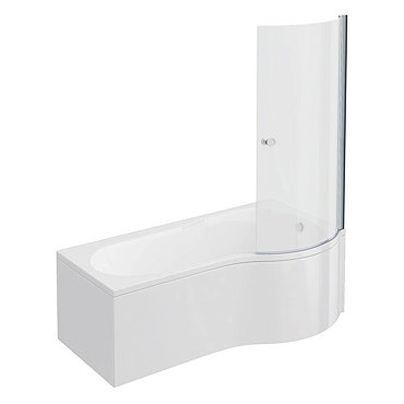 Cruze P Shaped Shower Bath - 1700mm inc. Screen with Knob + Panel