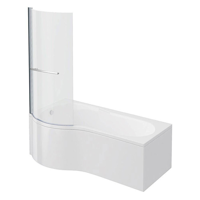 Cruze P Shaped Shower Bath - 1700mm Inc. Screen with Rail + Panel Large Image