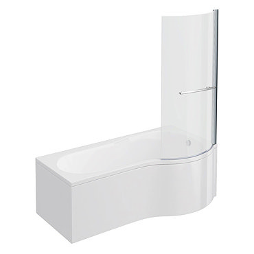 Cruze P Shaped Shower Bath - 1700mm inc. Screen with Rail + Panel