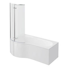 Cruze P Shaped Shower Bath - 1700mm with Hinged Screen & Panel Medium Image