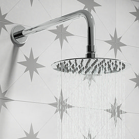 Cruze Round 200mm Chrome Fixed Shower Head + Wall Mounted Arm Large Image