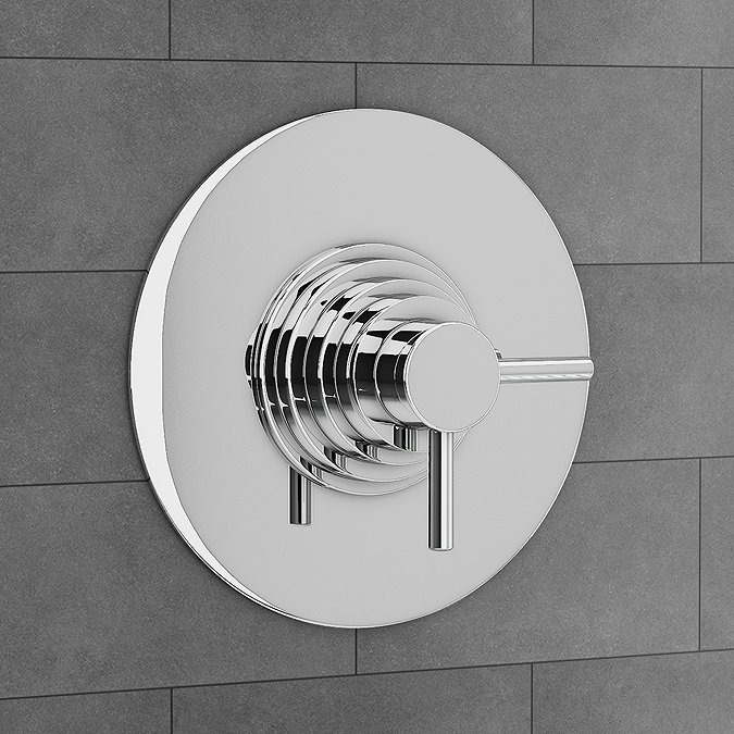 Cruze Round Concealed Dual Thermostatic Shower Valve with 200mm Head + Round Curved Arm