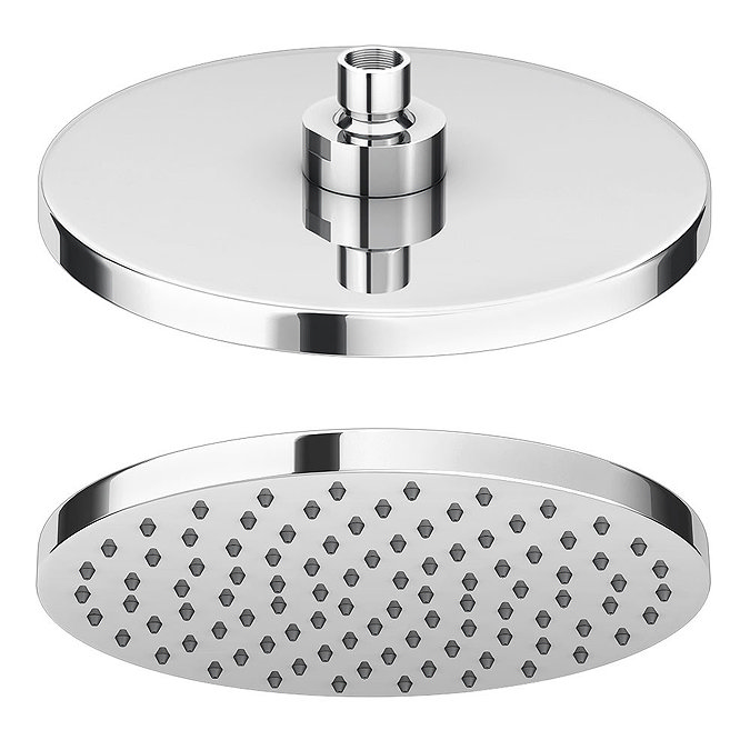 Cruze Round Concealed Dual Thermostatic Shower Valve with 200mm Head + Round Curved Arm Profile Lar