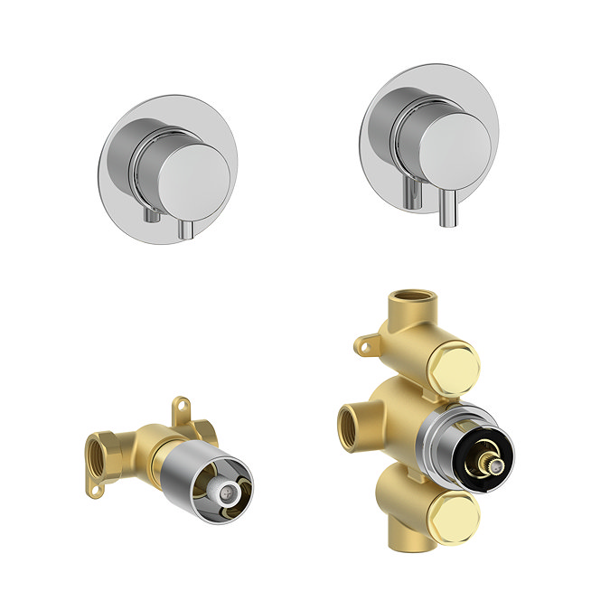Cruze Round Concealed Individual Diverter + Thermostatic Control Valve with Handset + 300mm Shower Head