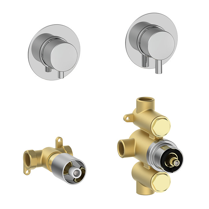 Cruze Round Concealed Individual Stop Tap + Thermostatic Control Valve with 300mm Shower Head