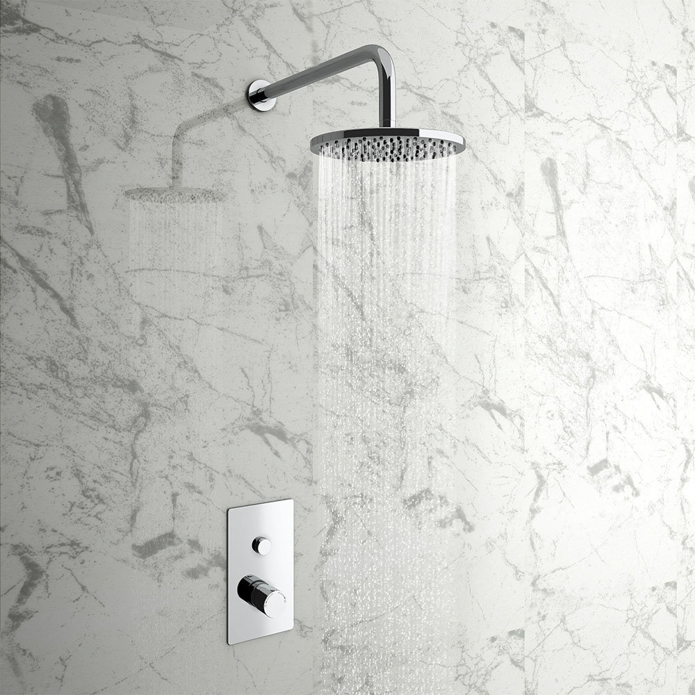 Cruze Round Concealed Push-Button Valve + Rainfall Shower Head ...