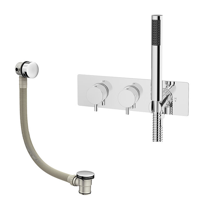 Cruze Round Concealed Thermostatic Shower Valve w. Handset + Freeflow Bath Filler  In Bathroom Large