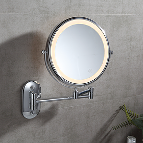 Cruze Round Illuminated Wall Mounted Cosmetic Mirror - Chrome