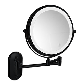 Cruze Round Illuminated Wall Mounted Cosmetic Mirror - Matt Black