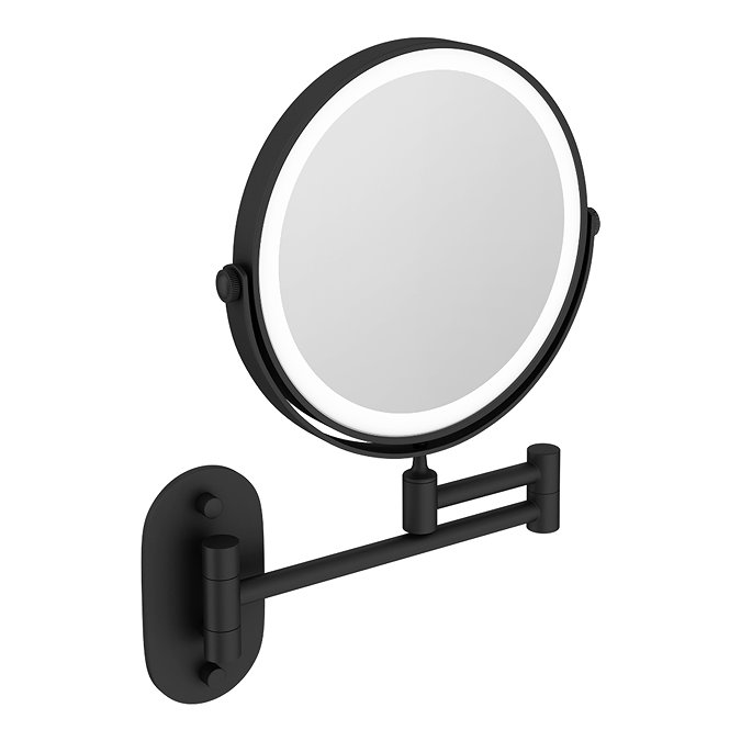 Cruze Round Illuminated Wall Mounted Cosmetic Mirror - Matt Black