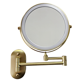 Cruze Round Illuminated Wall Mounted Cosmetics Mirror - Brushed Brass