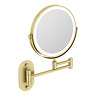 Cruze Round Illuminated Wall Mounted Cosmetics Mirror - Brushed Brass