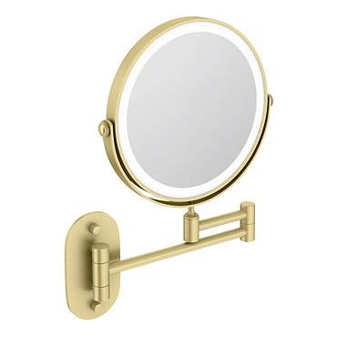 Cruze Round Illuminated Wall Mounted Cosmetics Mirror - Brushed Brass