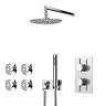 Cruze Round Modern Shower System with Handset, 4 Body Jets + 200mm Shower Head Large Image